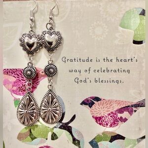 Silver Heart and Dangle Earrings New!